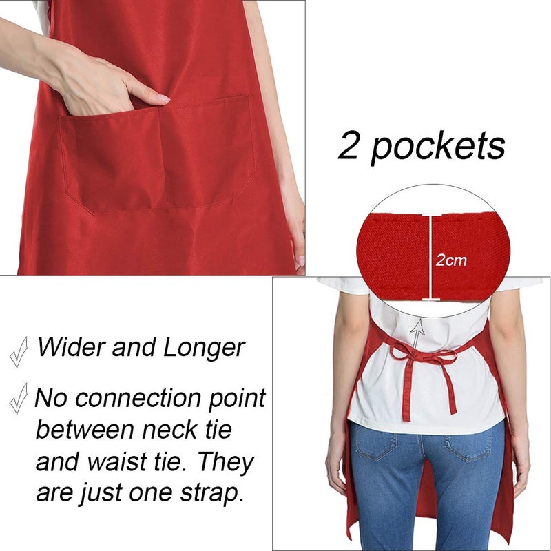 multifuns 12 Pack Red Aprons for Women Men with 2 Pockets-Artist Baking Cooking Kitchen Aprons Bulk(24x28 inch, Red) - Image 5